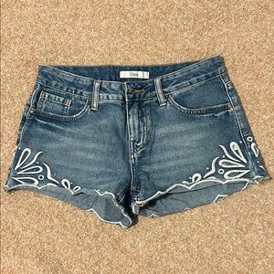 Dex Denim Shorts with Embroidery